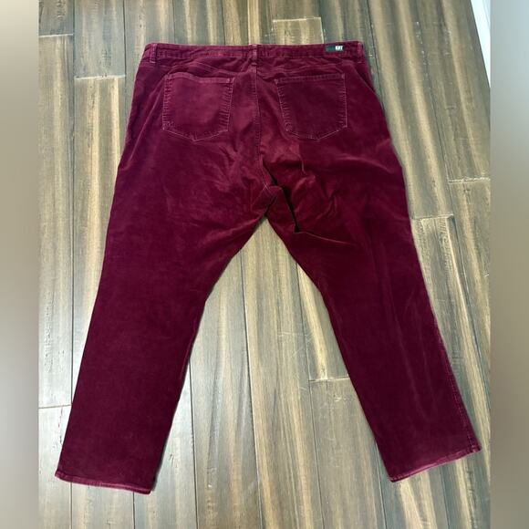 Plus Sz 22W Kut from the Kloth Maroon Burgundy Corduroy Pants High Waist Rise - Picture 8 of 9